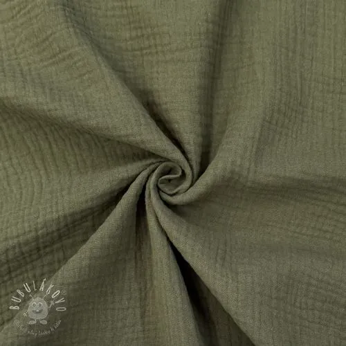 Dvojitá gázovina/mušelín dark moss green ORGANIC