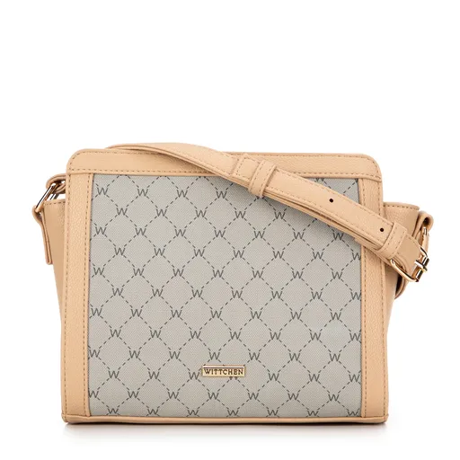 Dámska crossbody s monogramom béžová 99-4Y-501-9
