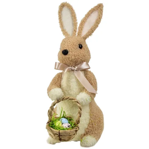 Veľkonočný zajačik flísový s košíkom, 23 x 32 x 15 cm