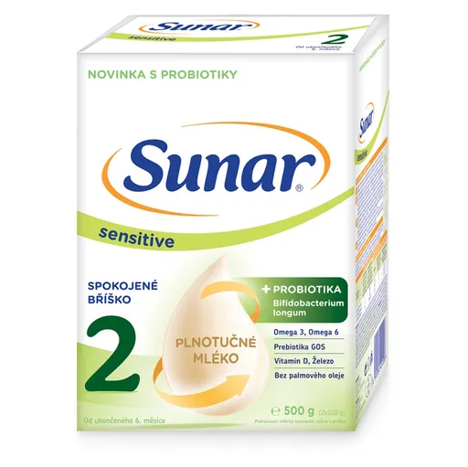 SUNAR Sensitive 2 pokračovacie dojčenské mlieko 6m+ 500 g