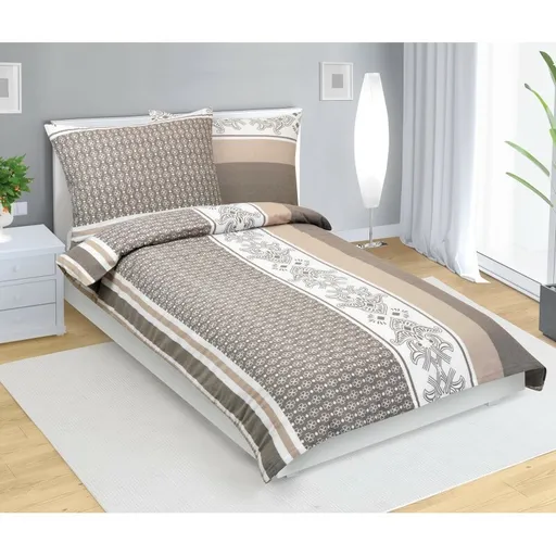Bellatex Bavlnené obliečky Ornament kávová, 140 x220 cm, 70 x 90 cm, 140 x 220 cm, 70 x 90 cm