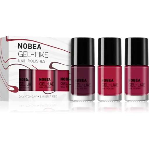 NOBEA Day-to-Day 3-Piece Gel-like Nail Polish set sada lakov na nechty Sangria red
