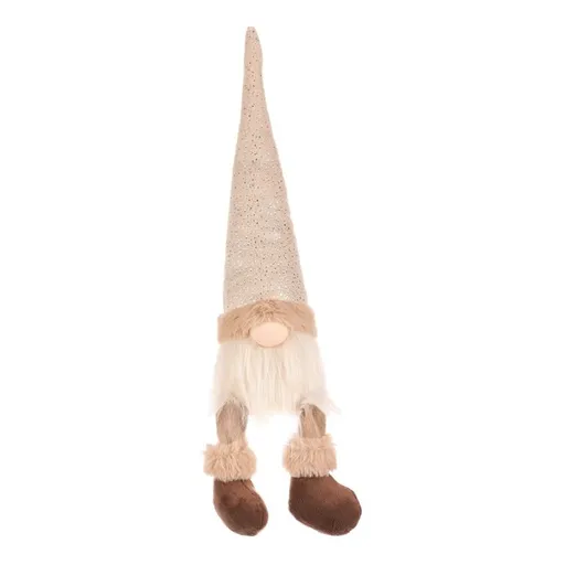 Vianočná dekorácia Škriatok visiace nohy, v. 40 cm, béžová/hnedá, 40 cm