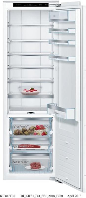 Bosch Serie 8 Vstavaná chladnička 177.2 x 55.8 cm ploché pánty KIF81PFE0