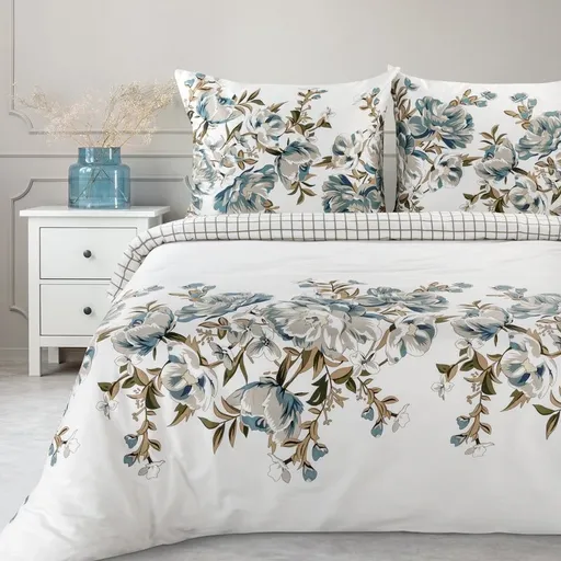 ArtFir Obliečky na dvojlôžko SPRING 40 | biela/sivá 220 x 200 cm