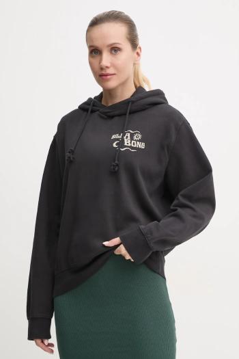 Mikina Billabong Snake Mantra dámska, čierna farba, s kapucňou, s potlačou, EBJSF00158