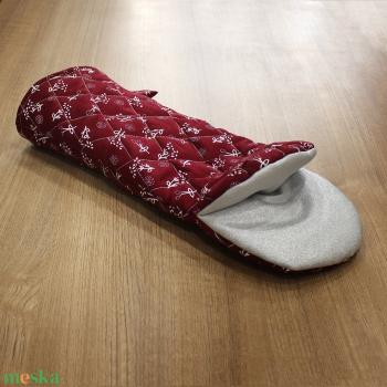 Sütőkesztyű teflonnal - bordó "kékfestő" mintával