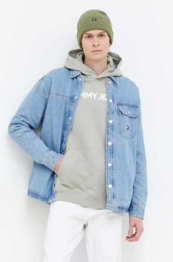 Rifľová košeľa Tommy Jeans pánska,voľný strih,s klasickým golierom,DM0DM18328