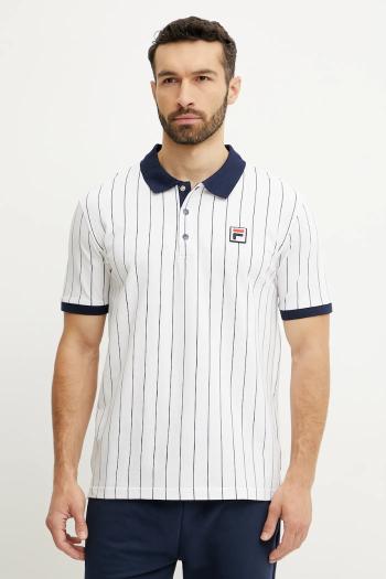 Bavlnené polo tričko Fila Linter pánske, biela farba, vzorované, FAM0923
