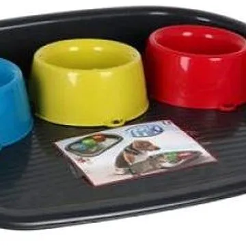 Cobbys Pet Podnos plastový s tromi miskami 52 × 41 × 9 cm; 0,9 l; mix farieb (8016040105560)