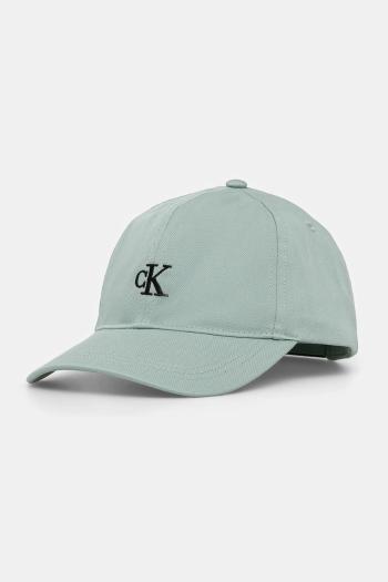 Detská bavlnená šiltovka Calvin Klein Jeans tyrkysová farba, jednofarebná, IU0IU00150