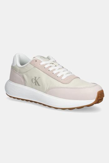 Tenisky Calvin Klein Jeans ATHLEISURE RUNNER LACEUP MIX WN béžová farba, YW0YW01774
