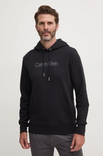 Bavlnená mikina Calvin Klein pánska, čierna farba, s kapucňou, s potlačou, K10K113576