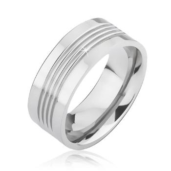 Lesklá titánová obrúčka so štyrmi vodorovnými zárezmi - Veľkosť: 62 mm