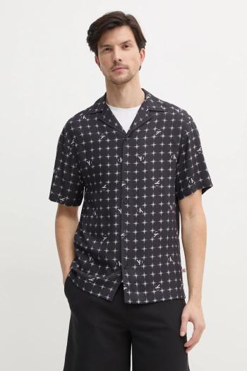 Košeľa Calvin Klein pánska, čierna farba, regular, KM0KM01148