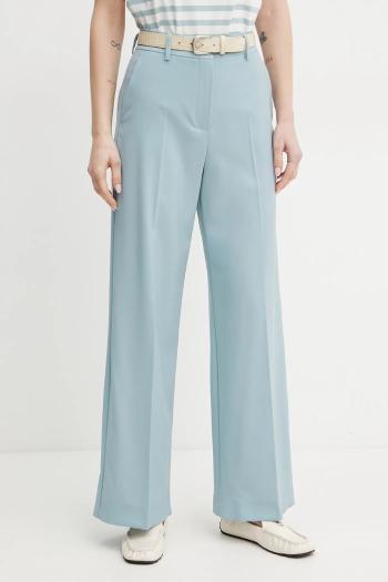 Vlnené nohavice Weekend Max Mara dámske, tyrkysová farba, široké, vysoký pás, 2515131041600