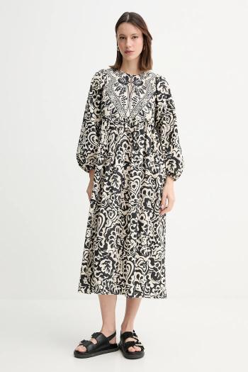 Bavlnené šaty Weekend Max Mara béžová farba, midi, áčkový strih, 2515221192600