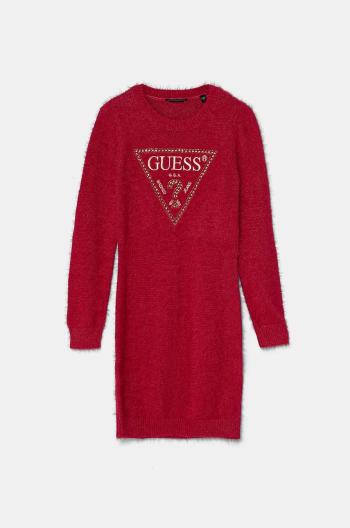 Dievčenské šaty Guess bordová farba, mini, rovný strih, J4BK11 Z3K20