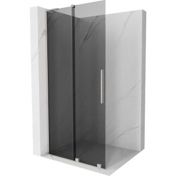 MEXEN/S Velar L Sprchová zástěna posuvná Walk-in 110 x 200, grafit 8 mm, nikl kartáčovaný 871-110-003-43-97
