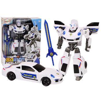 Autorobot 2 v 1 - biele policajné auto