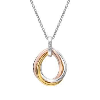 Hot Diamonds Tricolor náhrdelník s diamantmi Trio Teardrop RG DP780 (retiazka, prívesok)