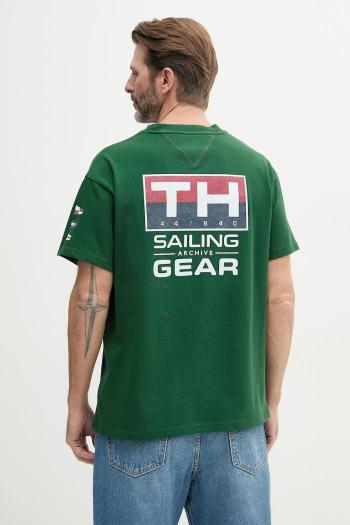 Bavlnené tričko Tommy Hilfiger SAILING pánske, zelená farba, s potlačou, MN0MN00013