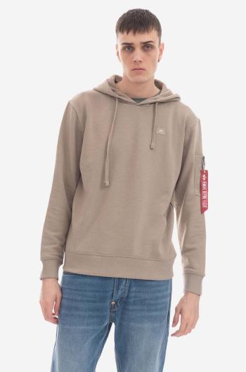 Mikina Alpha Industries X-Fit Hoody 158321.679-brown, pánska, hnedá farba, s kapucňou, jednofarebná