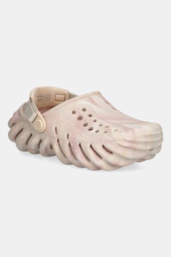 Detské šľapky Crocs ECHO MARBLED CLOG KIDS béžová farba, 208464