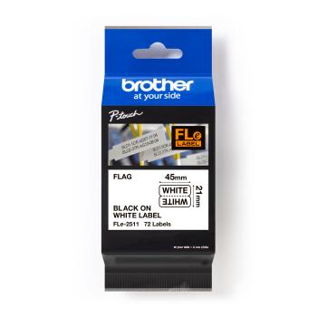 Brother FLE-2511 Pro Tape, 45mm x 10.5mm, čierna tlač/biely podklad, 72ks, originálna páska