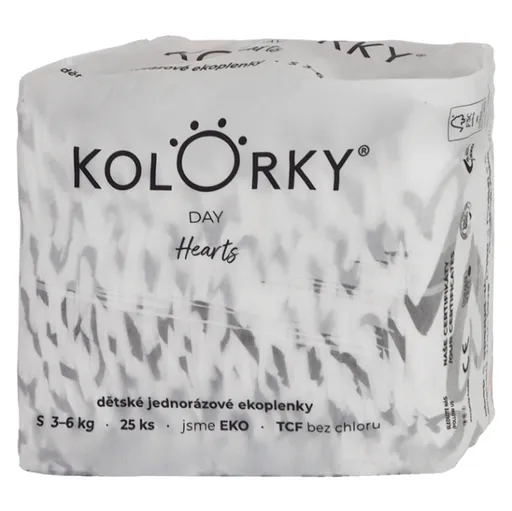 KOLORKY DAY Jednorazové EKO plienky srdce S (3-6 kg) 25 kusov