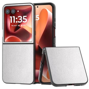 LEATHER Ochranný kryt pre Motorola Razr 60 Ultra strieborný