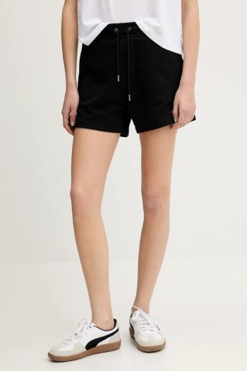 Bavlnené šortky Guess Jeans dámske, čierna farba, jednofarebné, vysoký pás, W5GD0O K68I4