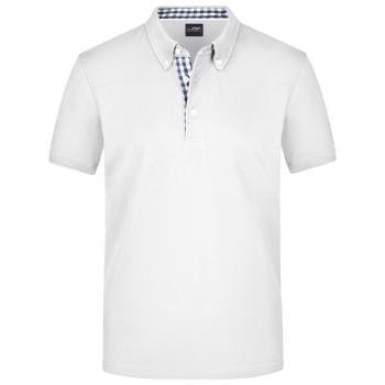 James & Nicholson Elegantná pánska polokošeľa JN964 - Bielo-tmavomodro-biela | XXXL