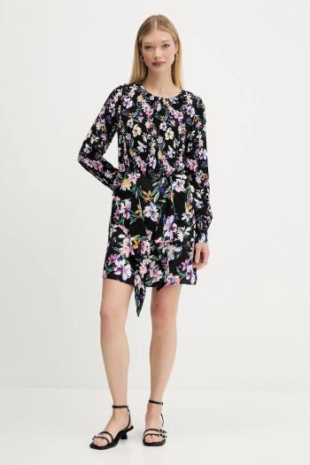Šaty Desigual FLOR ACRILICA čierna farba, mini, áčkový strih, 25WWVW09