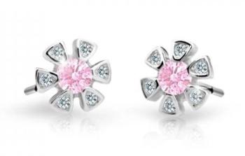 Cutie Jewellery Detské náušnice z bieleho zlata C2156-30-X-2 ružová