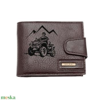 Gravírozott barna pénztárca - Quad