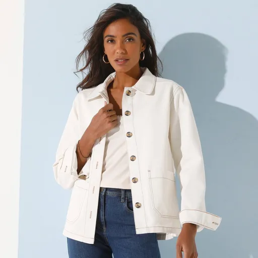 Rovná plátená bunda na gombíky