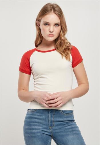 Urban Classics Ladies Organic Stretch Short Retro Baseball Tee whitesand/hugered
