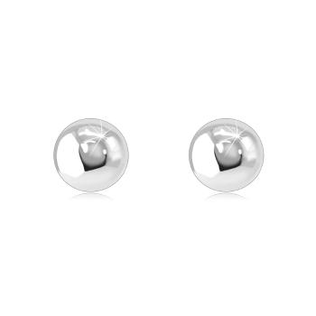 Náušnice z bieleho 9K zlata - lesklé hladké guličky, puzetky, 3 mm