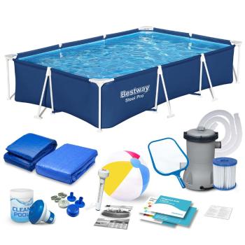 Keretes kerti medence 300 x 201 x 66 cm 16 az 1-ben Bestway 56404N