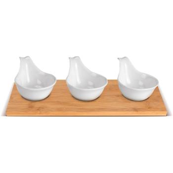 Lamart LT9219 4-dielna súprava servírovacíchmisiek Bambus, 27 x 12 cm