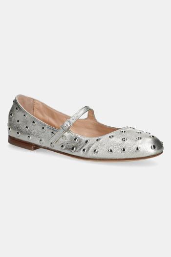 Kožené balerínky AGL Milly Strap strieborná farba, D544036PCFOILE0244