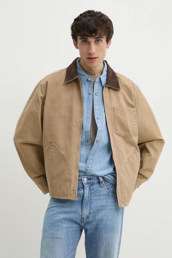 Rifľová bunda Levi's pánska, béžová farba, prechodná, oversize, A8635
