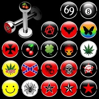 Piercing do brady a pery - rôzne motívy na guličke - Tvar hlavičky: 69