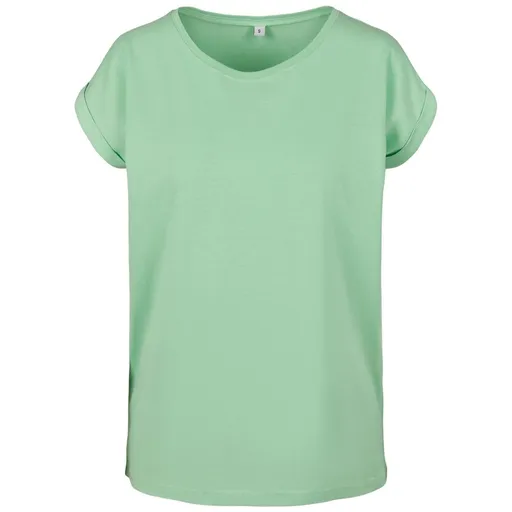 Build Your Brand Voľné dámske tričko s ohrnutými rukávmi - Neo mint | 2XL