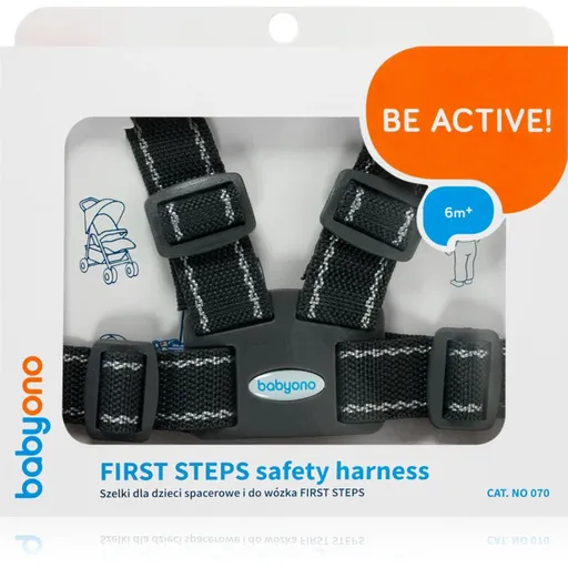 BabyOno Be Active Safety Harness First Steps bezpečnostné popruhy Black 6 m+ 1 ks