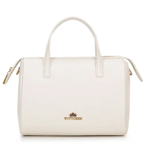 Dámsky kabelka z kože krémový 100-4E-211-0