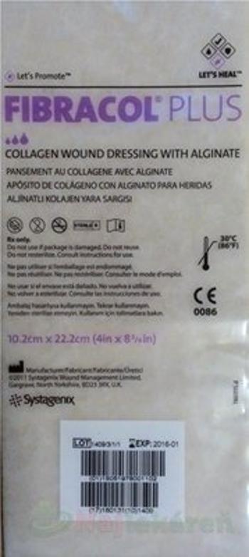 FIBRACOL PLUS kolagénový obväz s alginátom (10,2cmx 22,2cm) 6ks