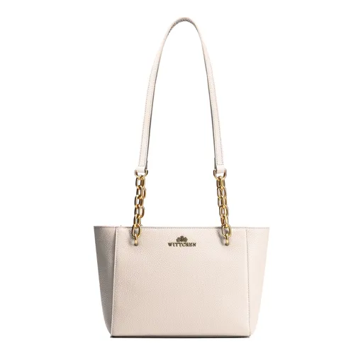 Dámska ramenná kožená kabelka svetlý béž 100-4E-604-99
