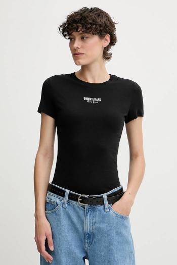 Tričko Tommy Jeans dámske, čierna farba, DW0DW20913